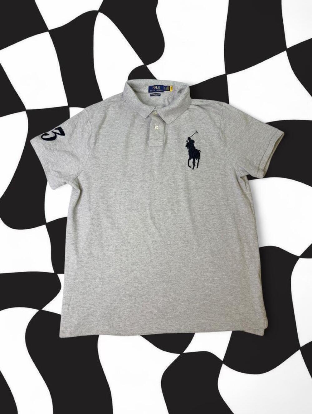 Gray Polo Ralph Lauren polo shirt with black logo,